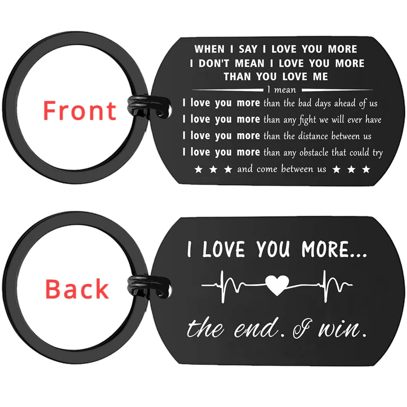 I Love You More Most Keychain - Anniversary Birthday Valentines Couple Lover Gifts for Him Her Husband Wife Boyfriend Girlfriend