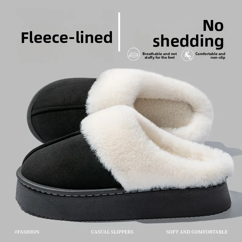 2026 Winter Warme Flache Fell-Hausschuhe für Damen, Kunstwildleder Flauschige Pelzige Hausschuhe, Bequeme Rutschfeste Innen-Boden-Baumwollschuhe – Detail 17