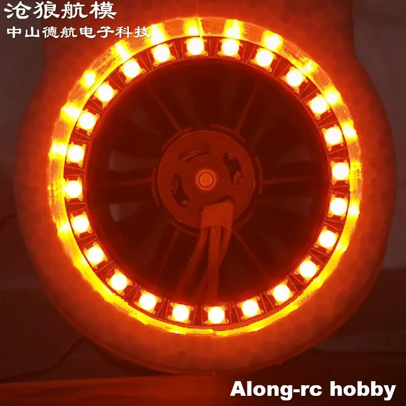 Model Aircraft 30 35 50 64 70 80 90mm Duct mouth LED light Duct simulator, three-color tail light