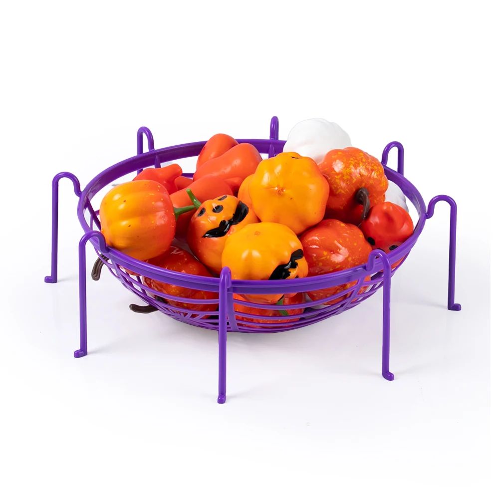 Cestino di caramelle di Halloween nero arancione viola Spider Web Bowl cesto di imballaggio di biscotti piatto di frutta forniture per la