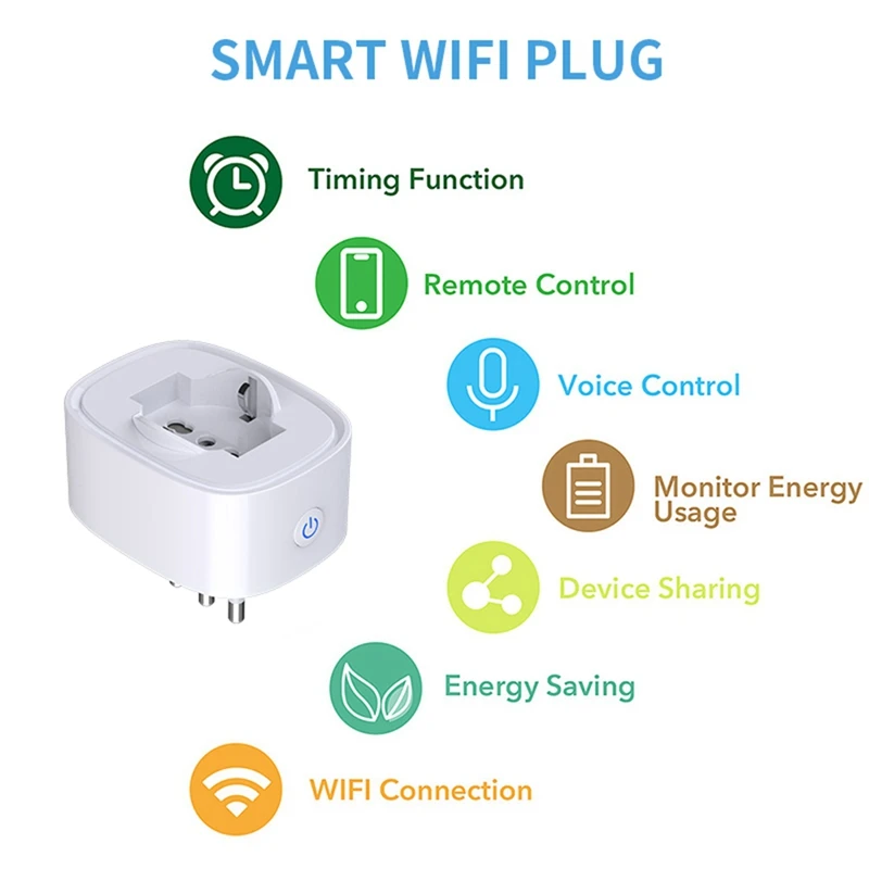 1 Piece Tuya Wifi Smart Plug Socket 16A Power Monitor Timing Function Smart Life APP Control Outlet For Alexa Google Home Italy