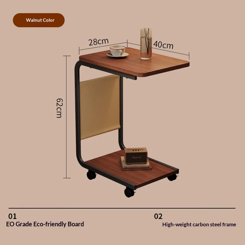Mobile Simple Living Room Sofa Side Table Modern Tea Table Tea Computer Holder Simple Bedroom Bedside Stand for Bedroom Outdoorp