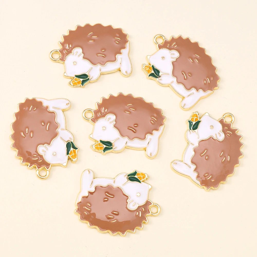 10 قطعة المينا سقوط القمح الذرة التفاح القنفذ السحر ل القلائد أقراط DIY بها بنفسك صنع المجوهرات اكسسوارات المعلقات الحيوان لطيف #5