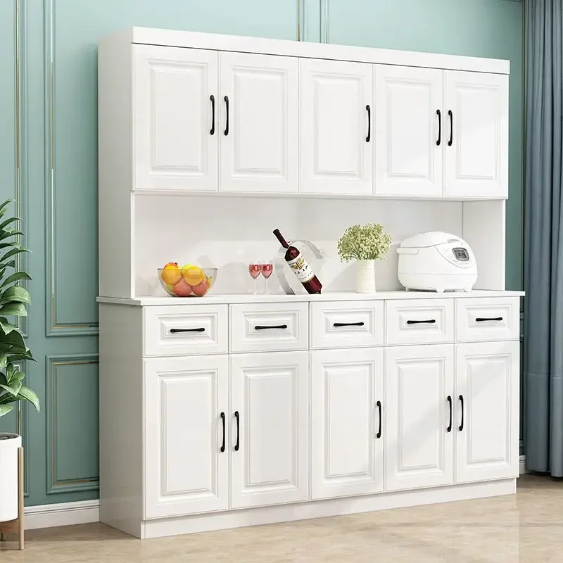 Freestanding Pantry Storage Cabinet With Glass Doors Modern Sideboard Buffet Cabinet Wood Cupboard Living Room Dinning Room