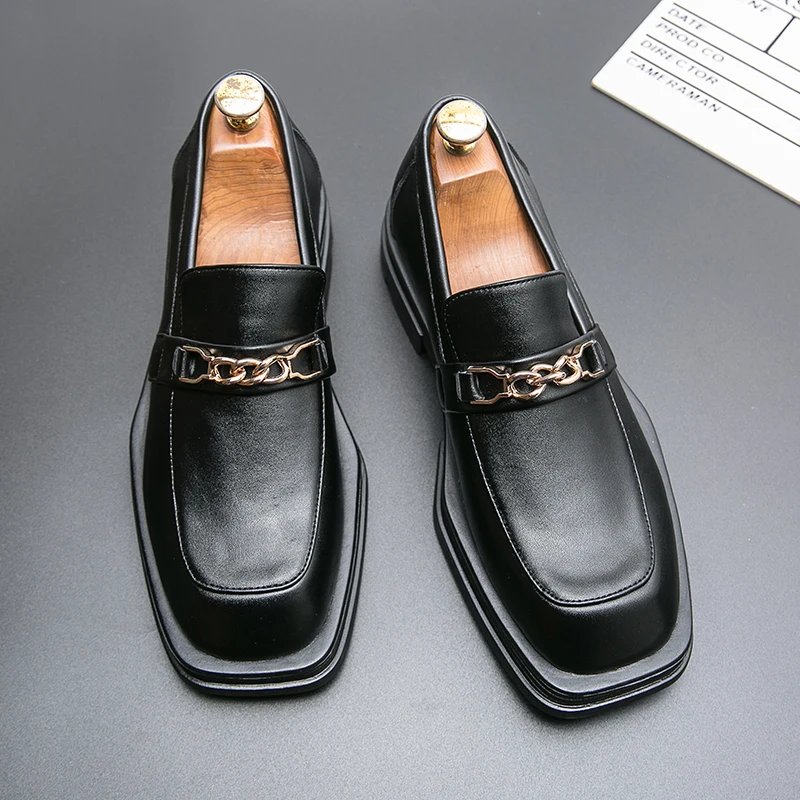 Summer Luxury Thick Bottom Loafers Men's New Italian Brand Leather Shoes High Quality Moccasin Men's Wedding Shoes Casual Shoes