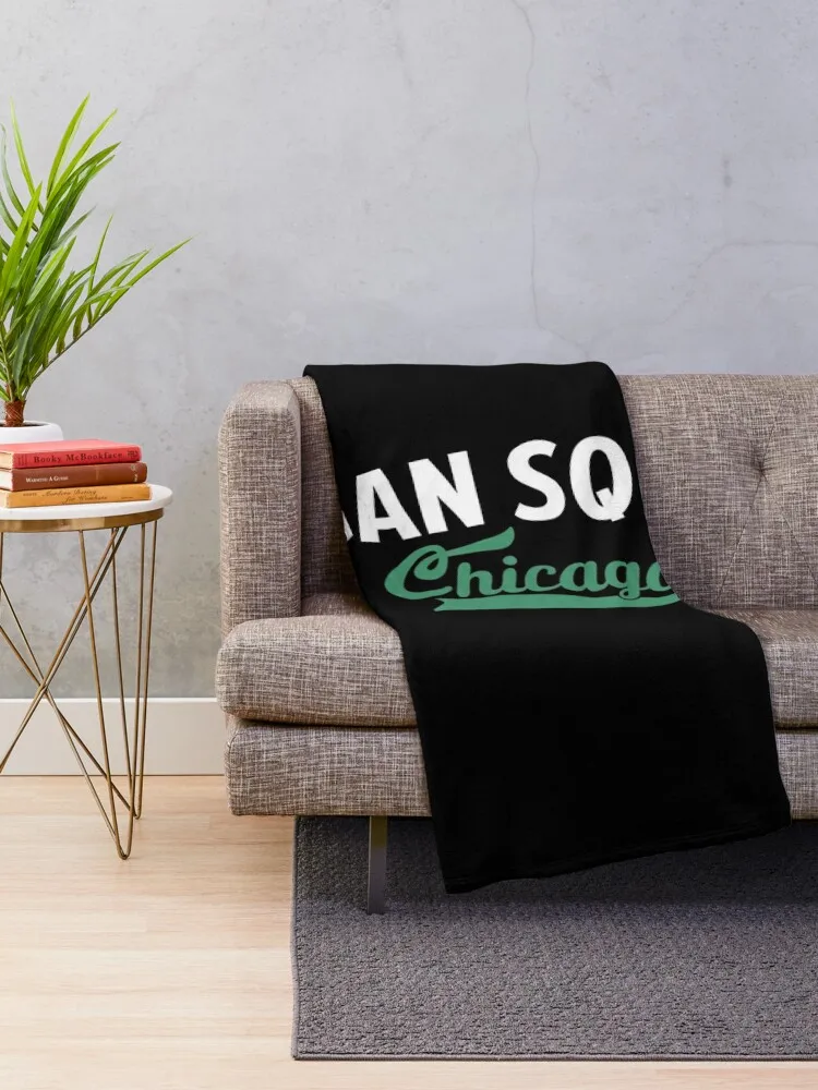 Logan Square Chicago Minimal Logo Design - Chicago Neighborhood Series Throw Blanket Beach Soft Heavy Blankets