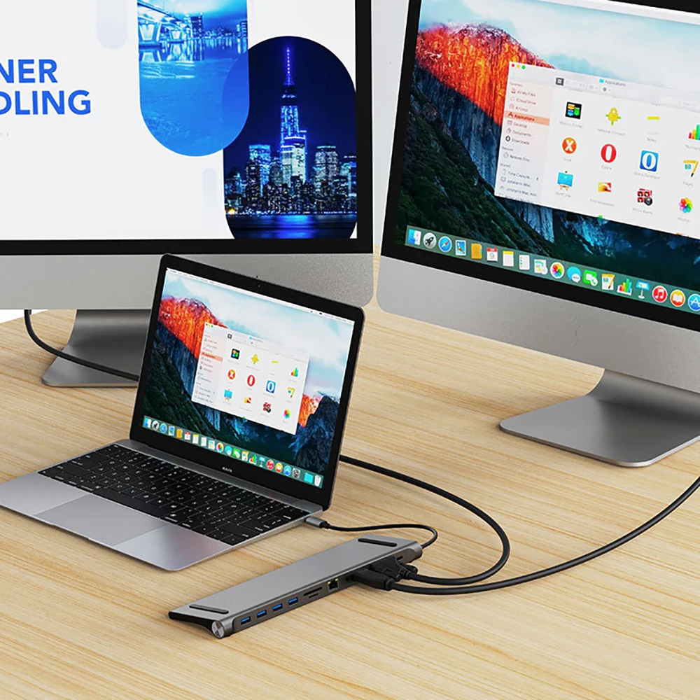 タイプ C ハブ 100W PD 充電アダプタ HDTV 1080P 4K 30HZ オーディオ 100 Mbps RJ45 イーサネット ケーブル スプリッタ USB ディスク マイクロ SD TF カード読み取り