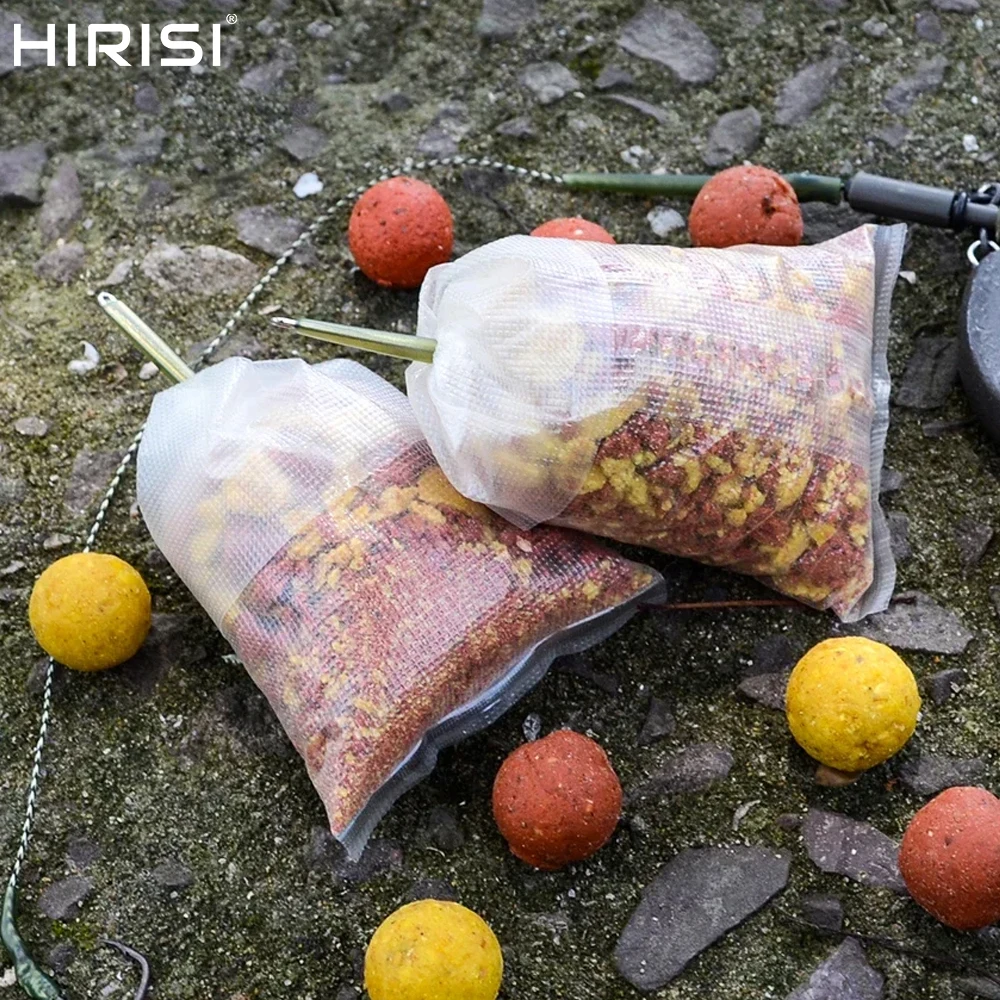 Hirisi 100 Stück Karpfenangel-PVA-Netzbeutel, wasserlösliche Köderbeutel 60×130mm 85×140mm, Zubehör für Süßwasser- und Grobfischangeln