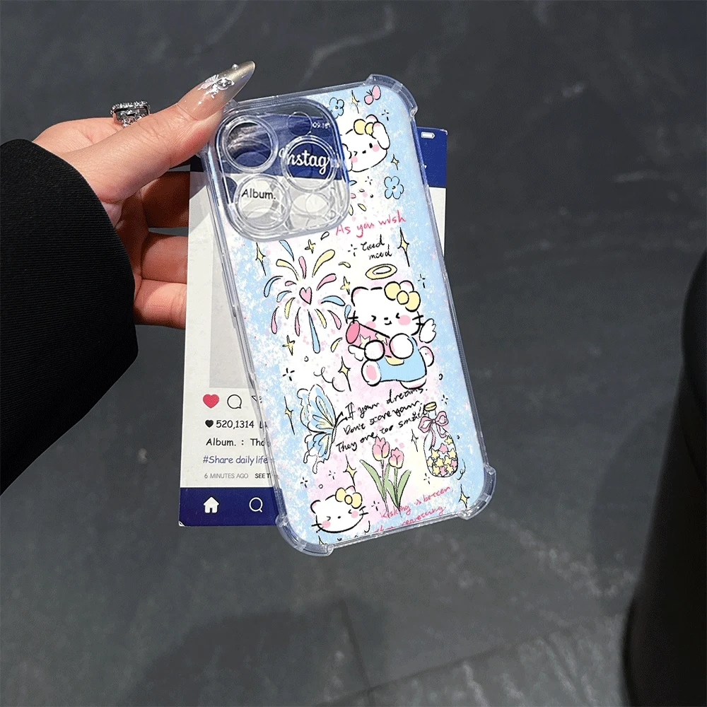 

Чехлы для телефонов Hello Kitty для IPhone 13, IPhone 16/15/14/13/12/11/x/xs/xs Max, женский мягкий чехол для телефона Sanrio, милый для Iphone