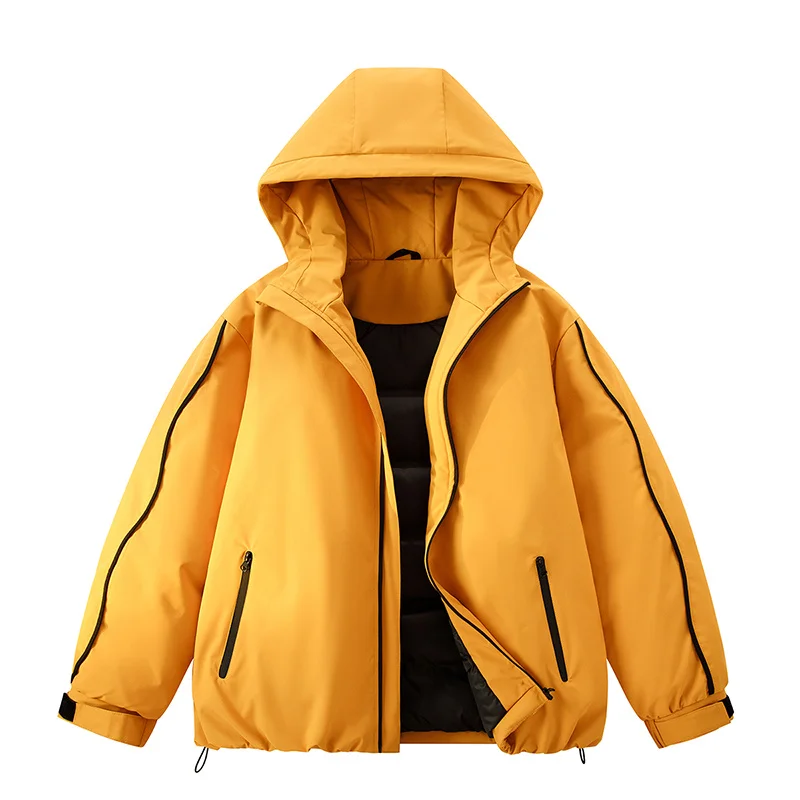 

Модные теплые куртки на утином пуху с капюшоном, зима 2025 года, повседневное пальто-пуховик для пар, женская/мужская уличная одежда, утепленная верхняя одежда с подкладкой