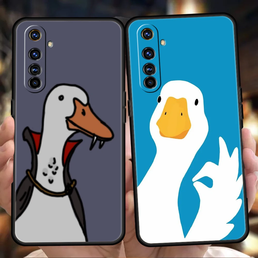 حافظة لهاتف اوبو A17 A31 A54 A57 A78 A80 A98 Find X5 X6 Pro Reno 6 7 10 11 12 F Pro 5G غطاء من البولي يوريثان الحراري لعبة لطيفة على شكل بطة أوزة