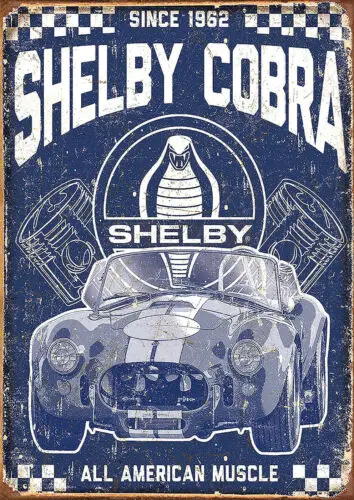 Shelby Cobra, retro metal sign/plaque man cave pub bar home garage shed A4-Aluminum