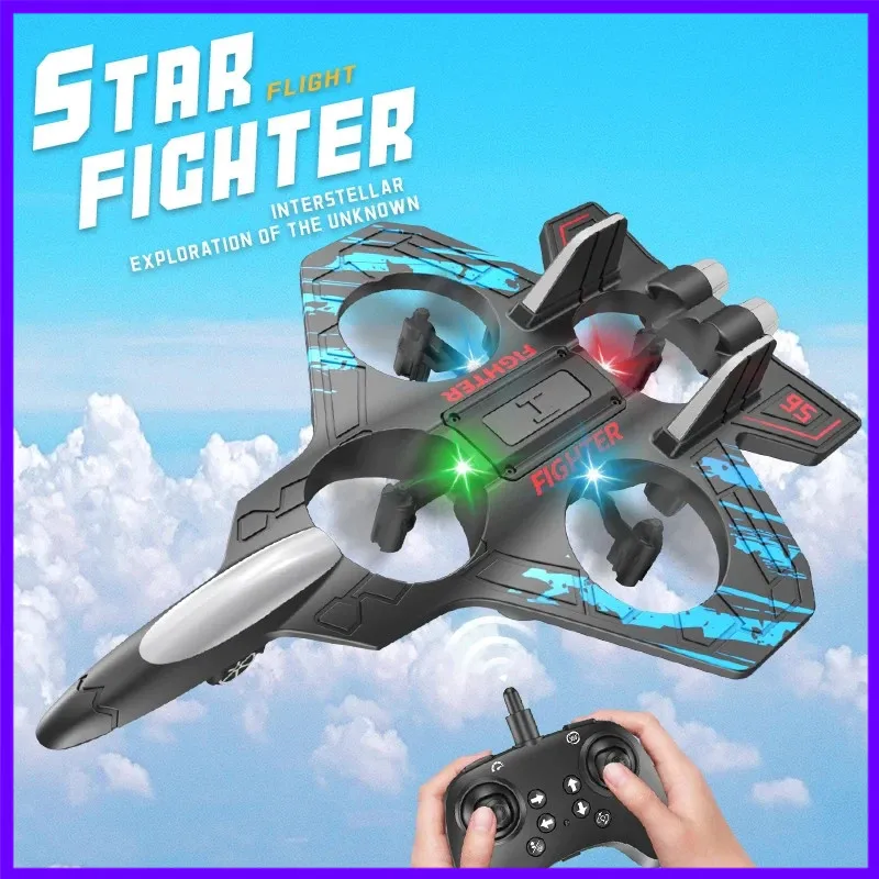 Children Remote Control Fight Toy 2.4G Drone Stunt Foam Glider RC Airplane Hovering Helicopter with Lights for Kids Adults