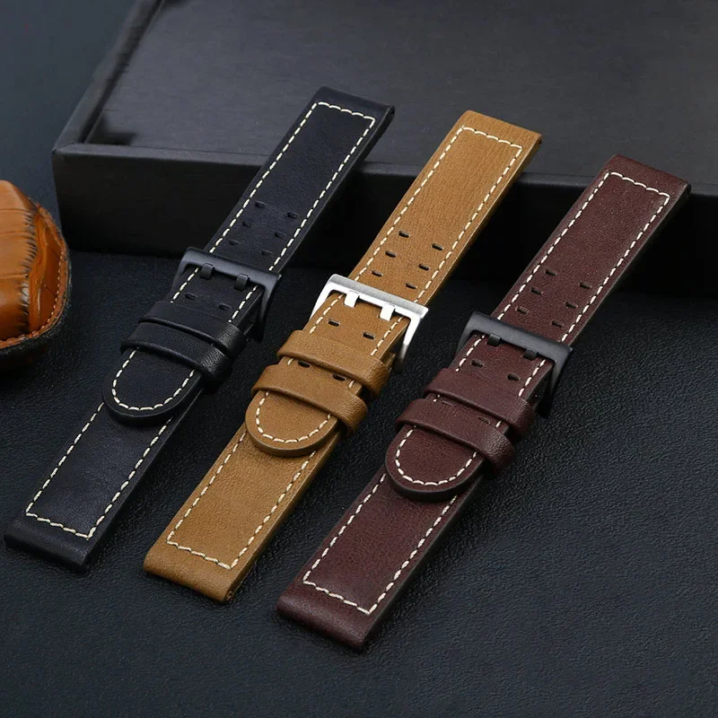 For Hamilton Genuine Leather Watch Strap khaki Airlines H77616533 And H70615733 Jazz Field Men Watchband 20mm 22mm