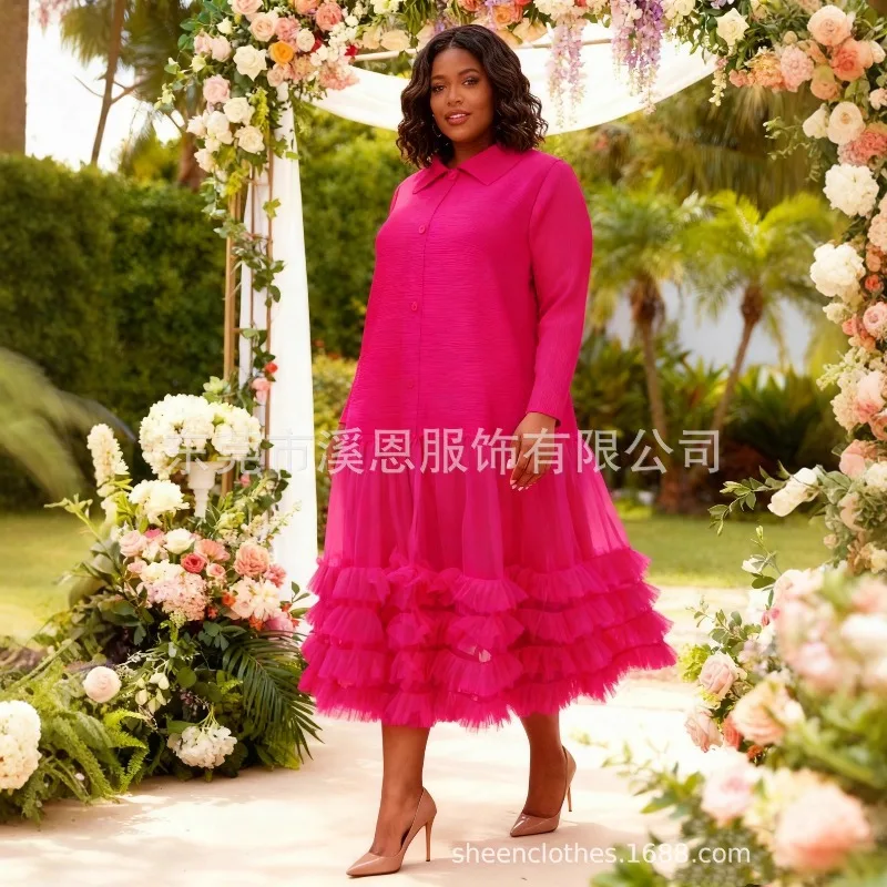 Miyake plissado vestidos de malha francesa plisse 2026 primavera nova moda plissados temperamento lapela casual fofo bolo dobrar vestidos femininos