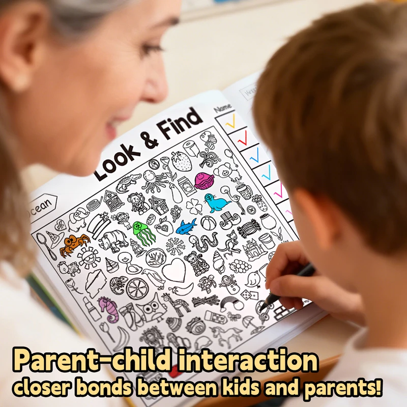 Look and Find fun coloring book,Search for Items Game Enhance Visual Perception develop observation and concentration skills