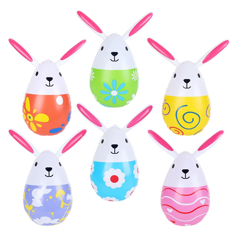 3Pcs Easter Eggs PVC Balloon Bunny Balloon Easter Decorations Outdoor Indoor Inflatables Bunny Decor Easter Ornaments
