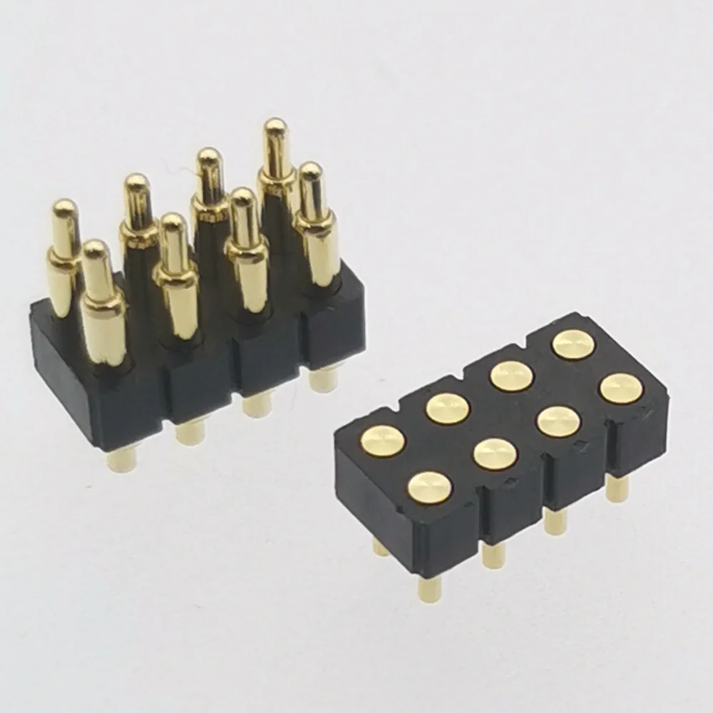 1pcs Spring Loaded Pogo pin Connector Socket 8P Pogopin Male Female 8 pin Dual Row DIP Pitch: 2.54mm