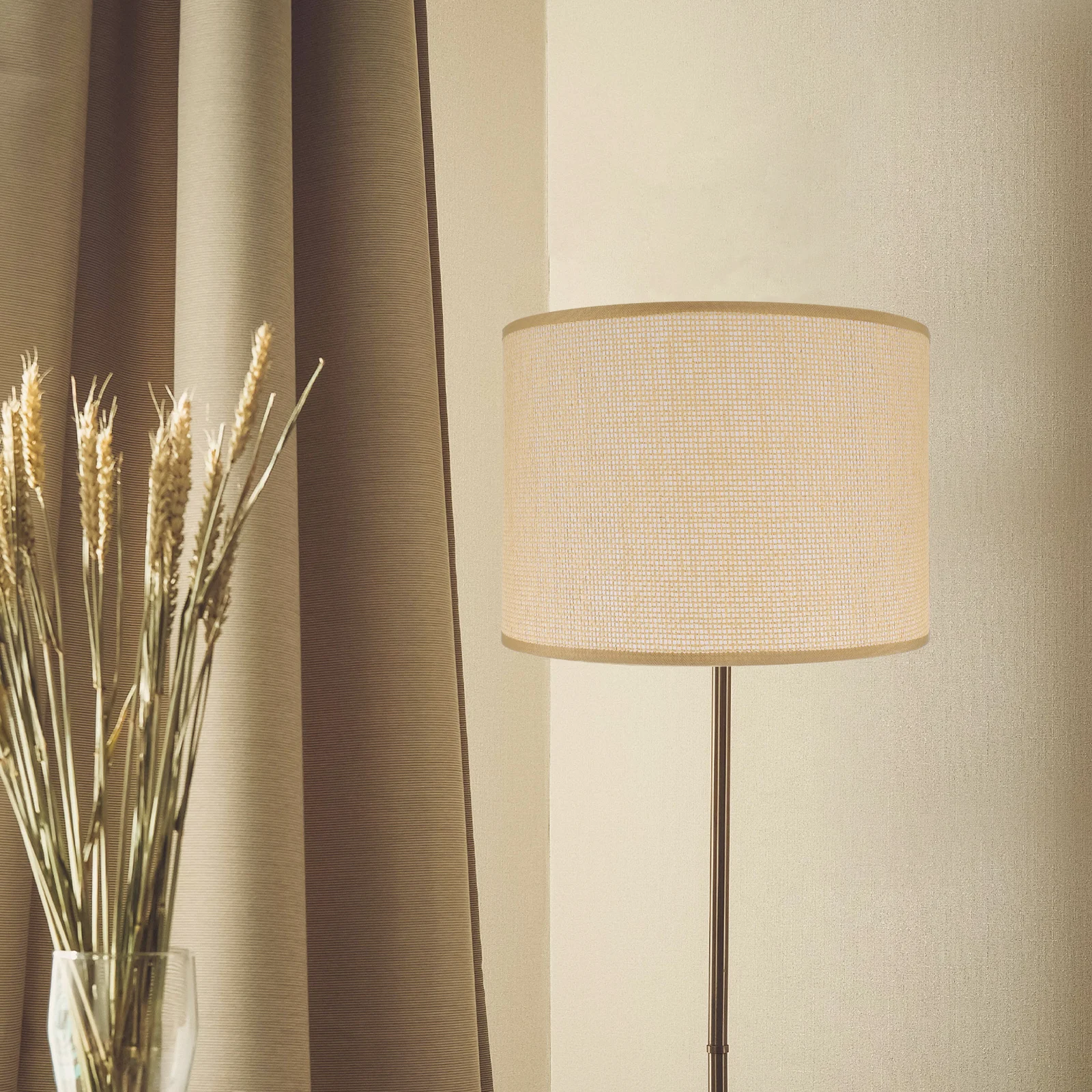

Round Linen Lampshade for Bedside Desk Table Floor Lamps Cloth Fabric Shade Cover Lighting Accessories Replacement