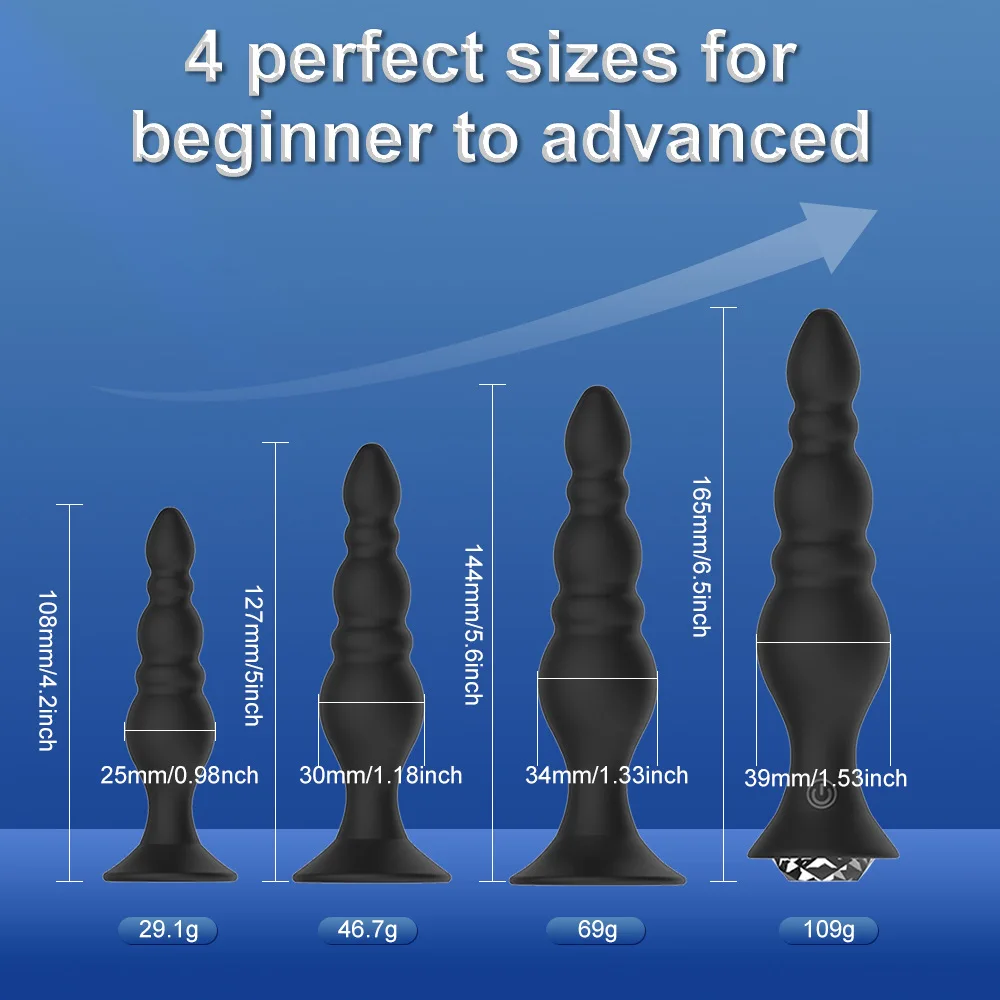 4 Sizes Anal Plug Vibrator Wireless Remote Control Massager Anal Prostate Stimulator Adult Male Female Sex Toy