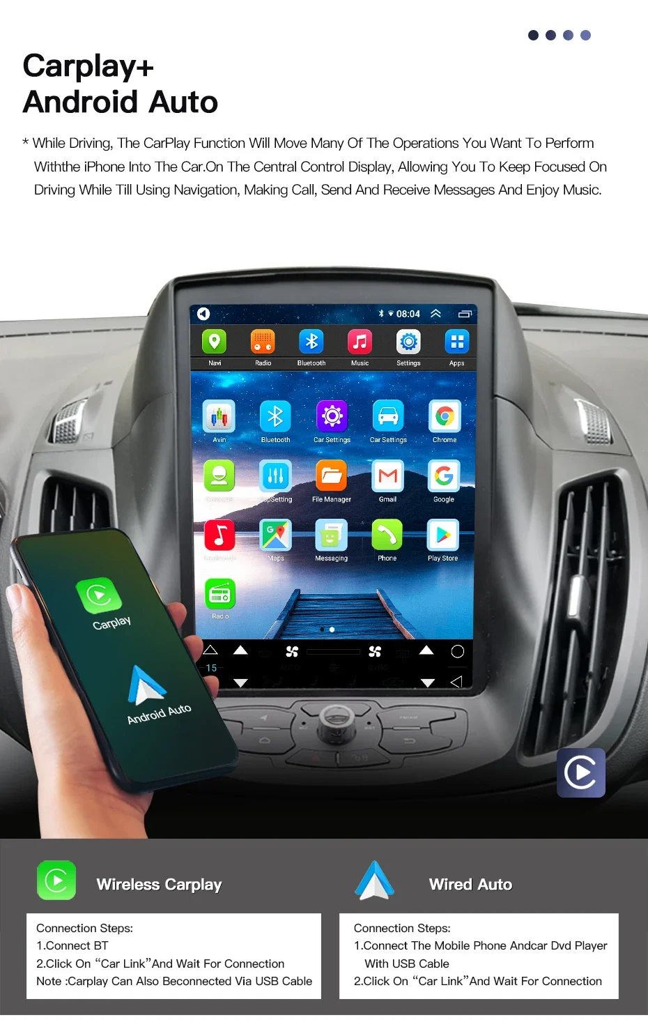 

Android 14 Car Multimedia Audio Player Network Navigation IPS Screen For Ford Kuga C-Max 2014 2013 2012 Tesla Radio Stereo GPS