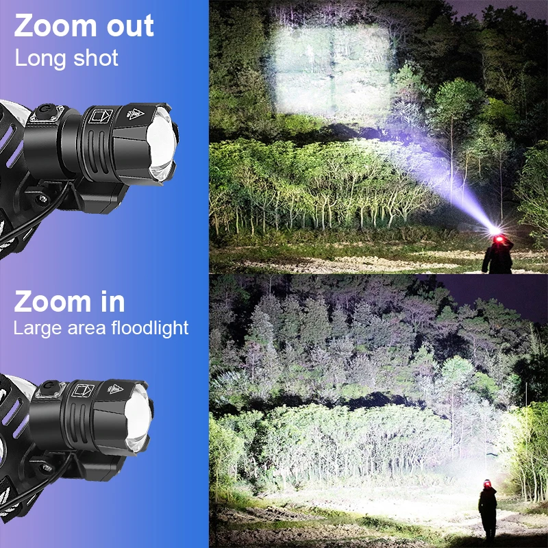 2025 أحدث ترقية XHP360 كشافات قوية المصباح 18650 عالية الطاقة رئيس مصباح يدوي XHP160 USB أضواء مصباح الرأس القابلة لإعادة الشحن