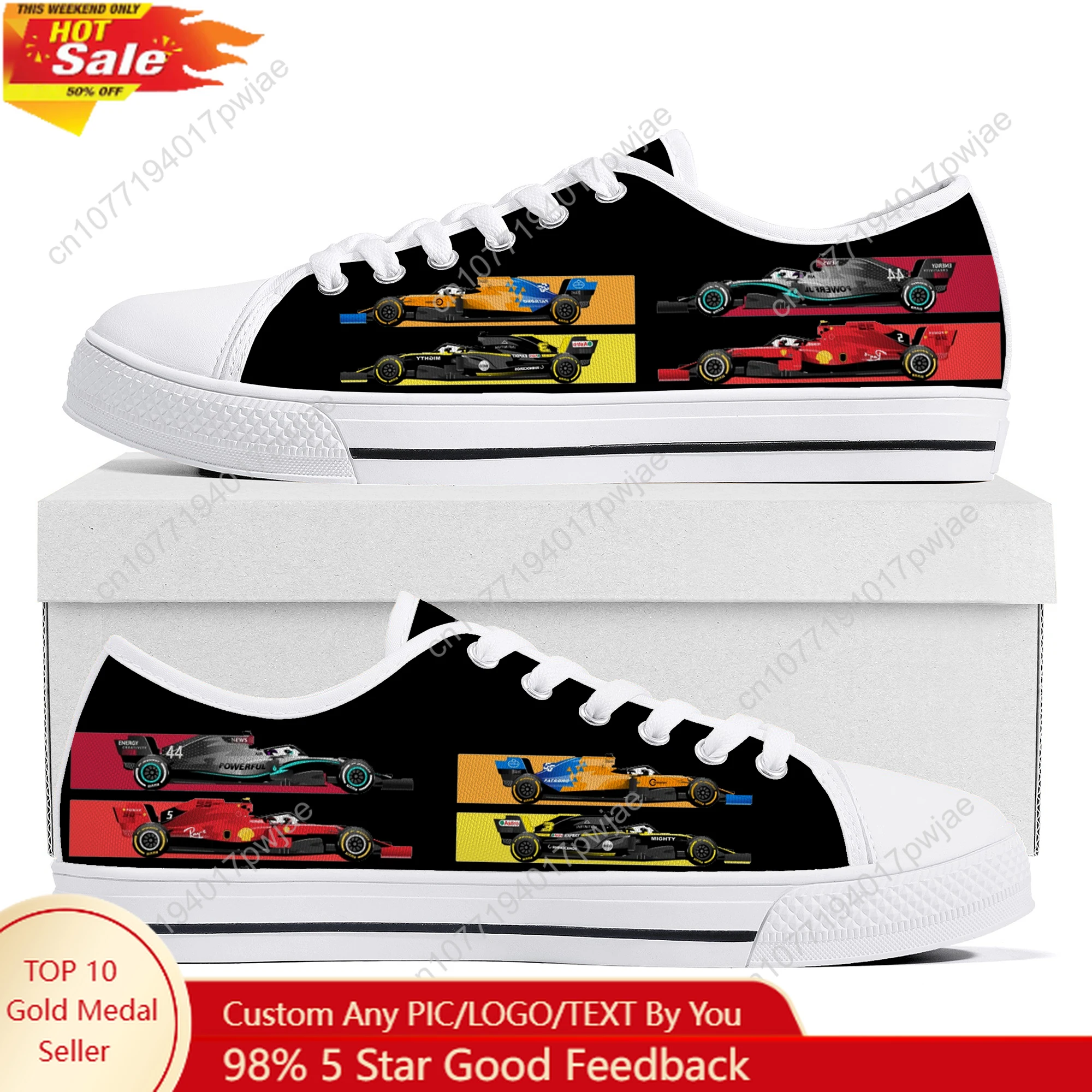 

One Racer Lando Norris Racing pattern Low Top Lightweight Flat Sneakers Mens Womens Canvas Casual Shoes