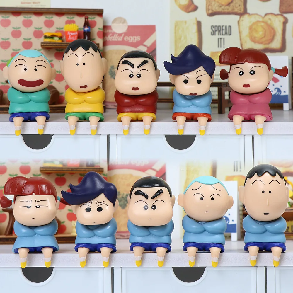 5pcs/set Anime Crayon Shin-chan kawaii Action Figures PVC Model Statue Desk Decor Car ornaments Computer Case doll Toy Gifts