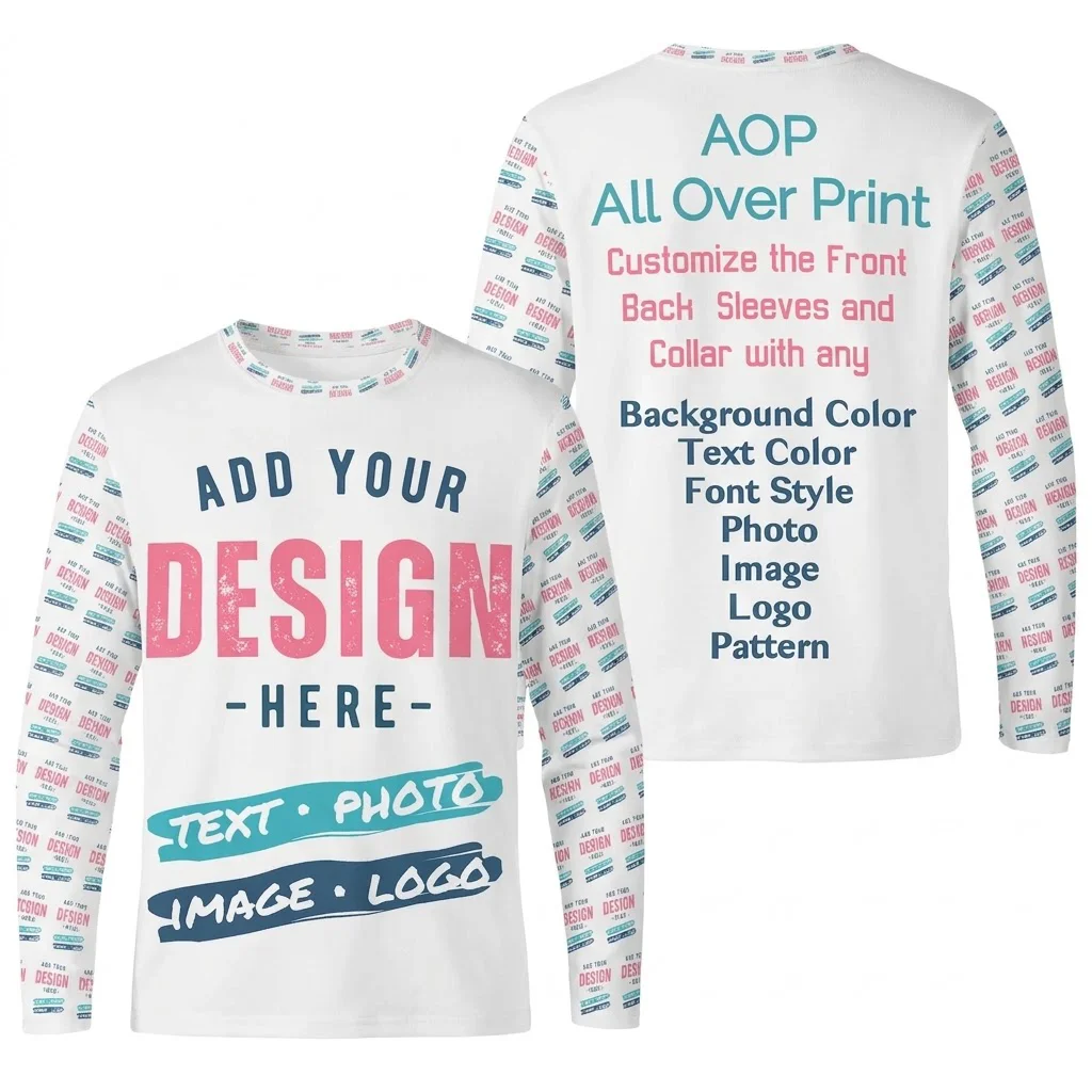 Tee Graphic Print - Custom Long Sleeve T Shirt All
