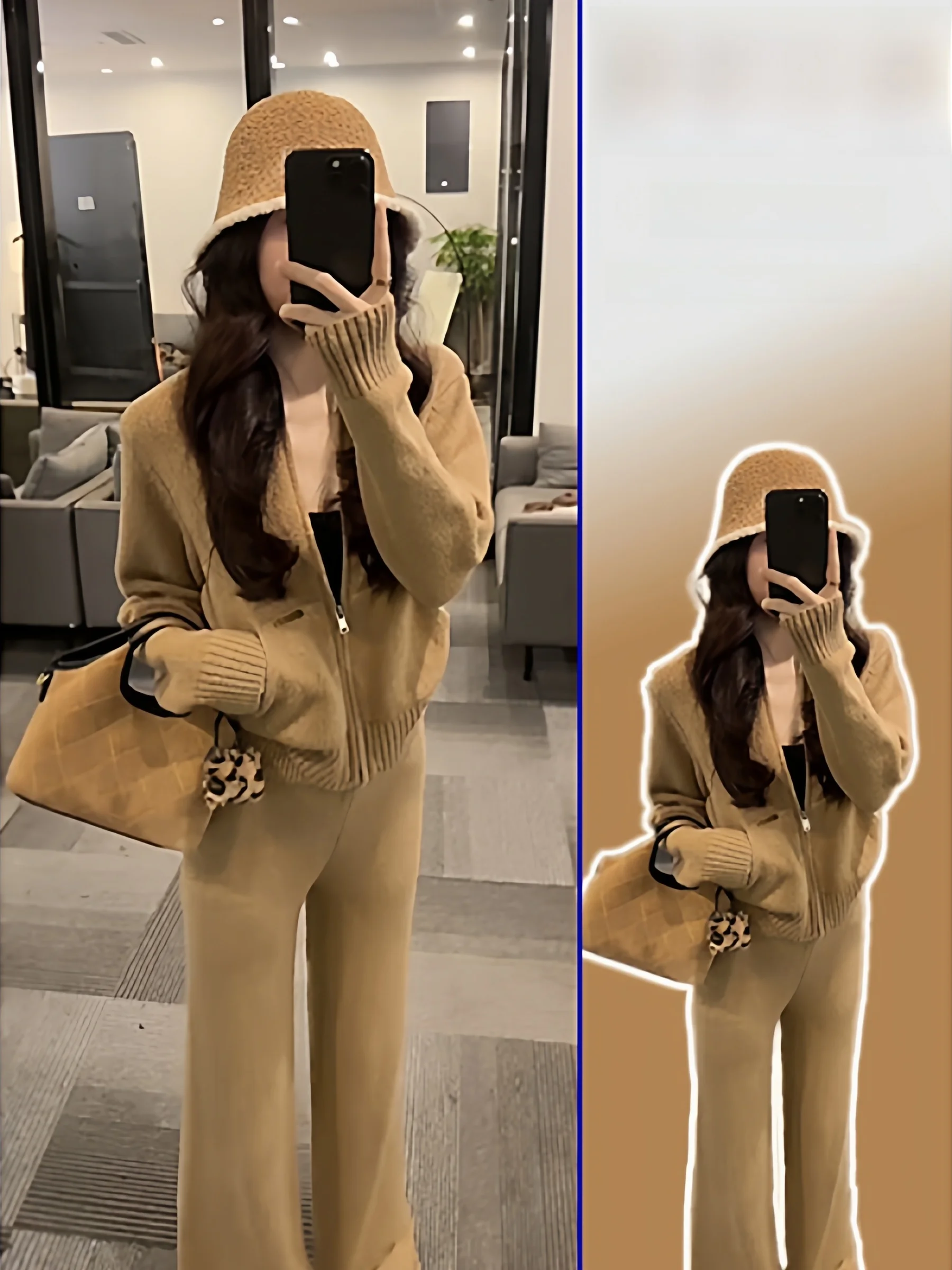 

plus Size Knitwear ort Casual Wide Leg Pants Faion Set for plus Size Women Spring Autumn New Sle Warm High Waist round ...