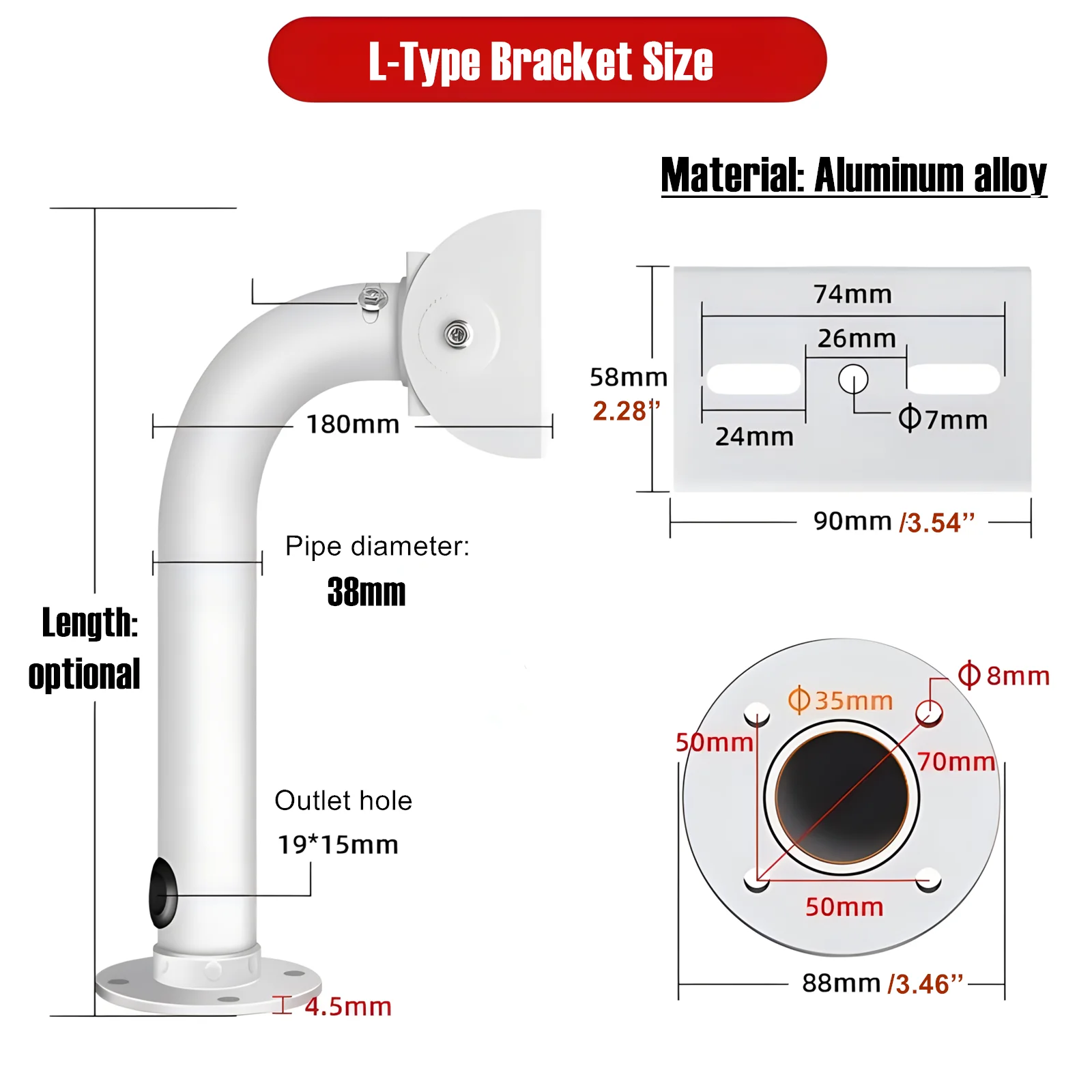 L-Style Security CCTV Bullet Camera Uchwyt do montażu na ścianie Stop aluminium 1-do-2 Podwójny uchwyt kamery Wsparcie podwójnych kamer