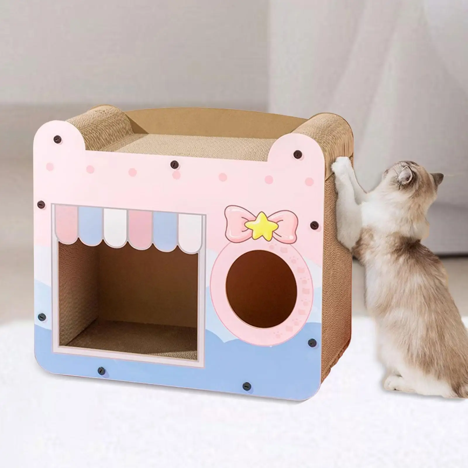 

Cat Scratcher House,Cardboard Cat House,Sturdy,Cat Scratcher Lounge Bed, Cat Scratching Board Cat Scratch Pad for Cat Kitten