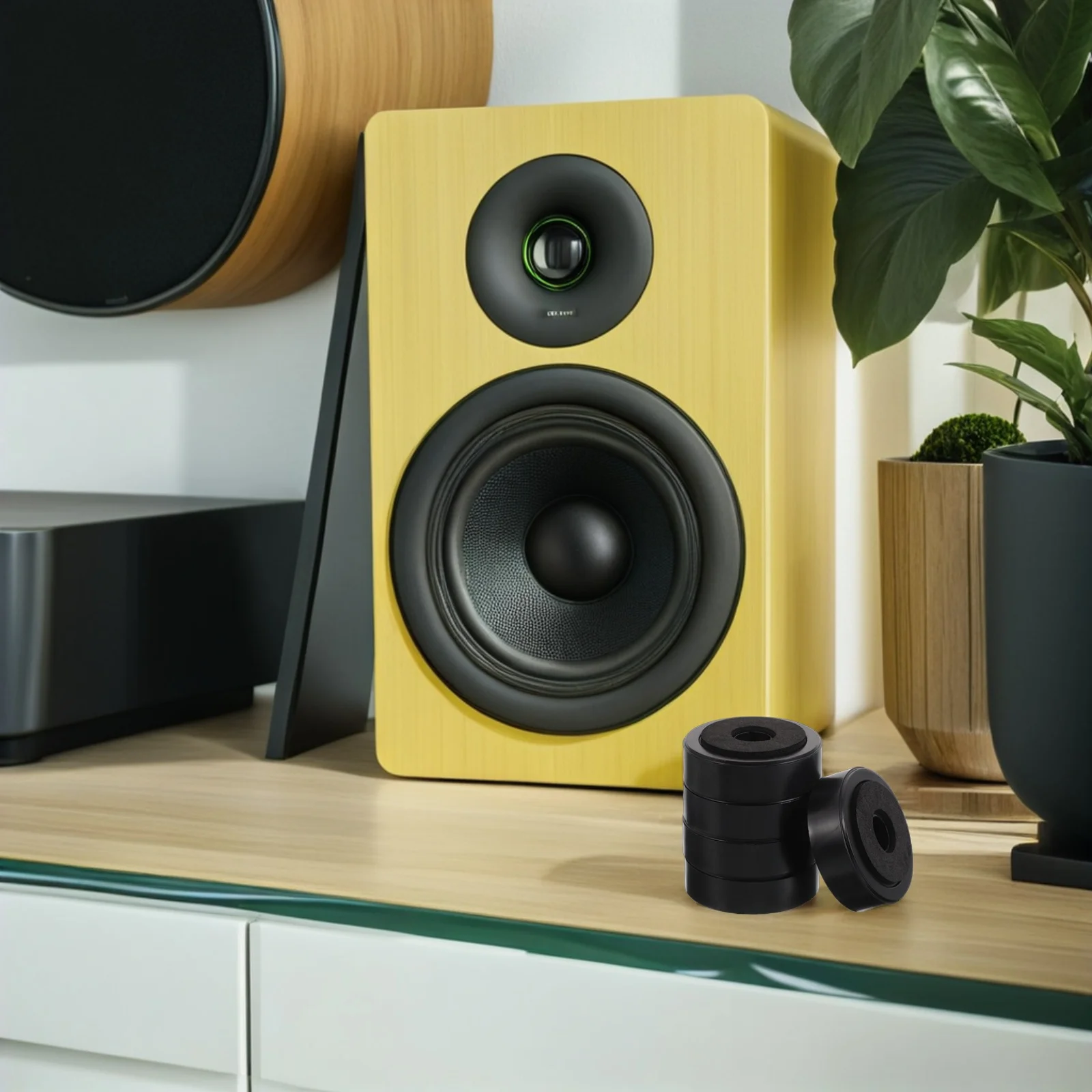 

12Pcs Speaker Isolation Feet Black Anti-Vibration Rubber Sponge Pads for Amplifier Cd Player Audio Equipment Floor Protector