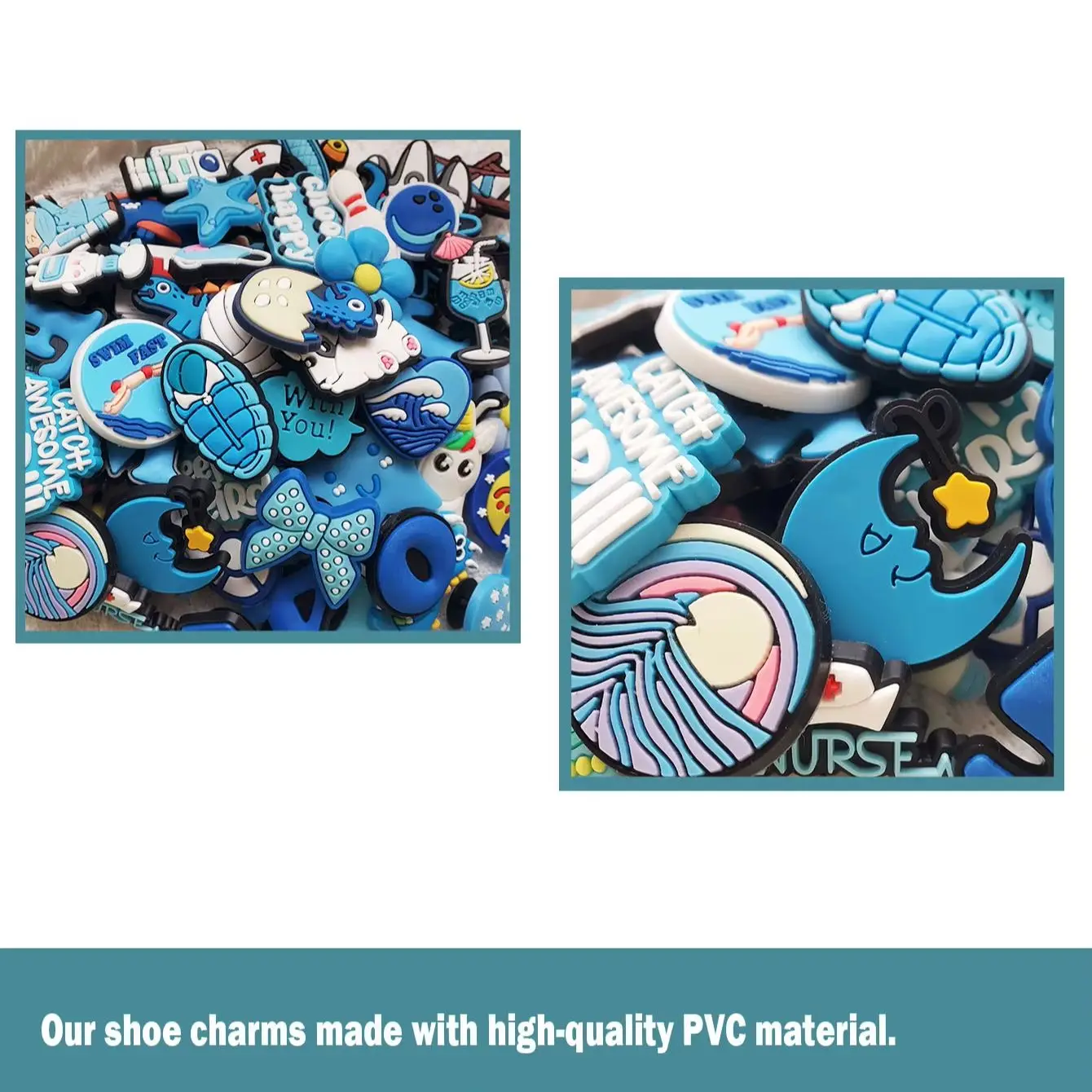 عشوائي 10-30 قطعة سلسلة الأحذية الزرقاء السحر للأحذية مفتاح سلسلة الصنادل أكياس الشاطئ ، DIY بها بنفسك زينة الأحذية اكسسوارات دبابيس الأحذية