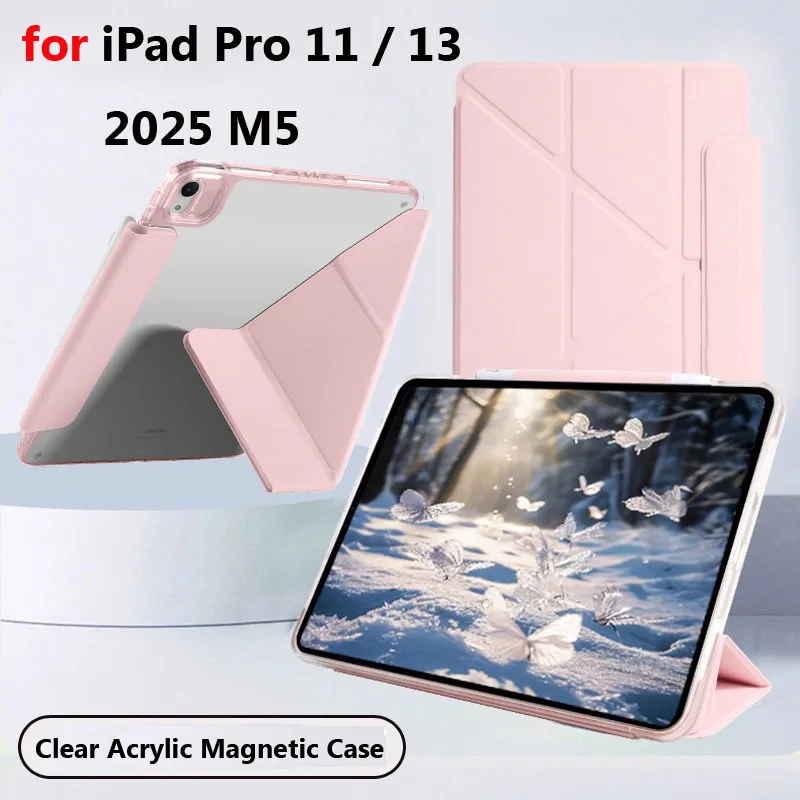 

Чехол для iPad Pro 11 2025 M5 A3358 A3359 Pro 11 13 2024 M4 Pro 13-дюймовый магнитный противогипающий прозрачный ариловый чехол для планшета