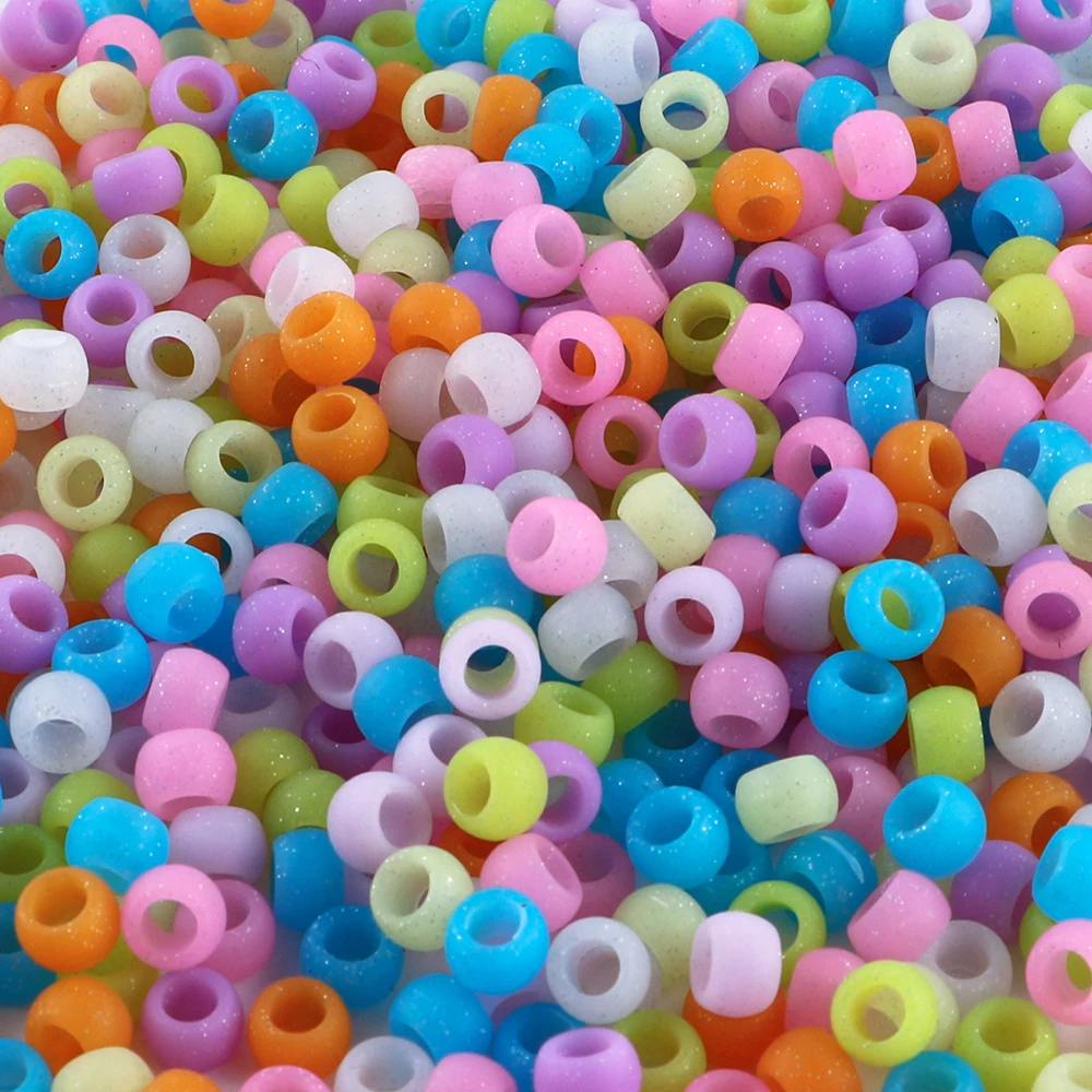 50/100pcs Silicone Hair Positioning Beads 6x9MM Big Hole Add Glitter Powder For Diy Jewelry Making Hair Supplies