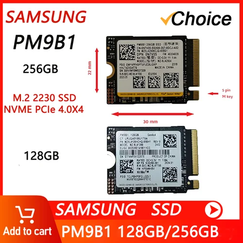 SAMSUNG M.2 2230 30mm NVMe PCIe Gen4 x4 TLC SSD PM9B1 para Thinkpad ProBook Latitude EliteBook Ideapad Inspiron