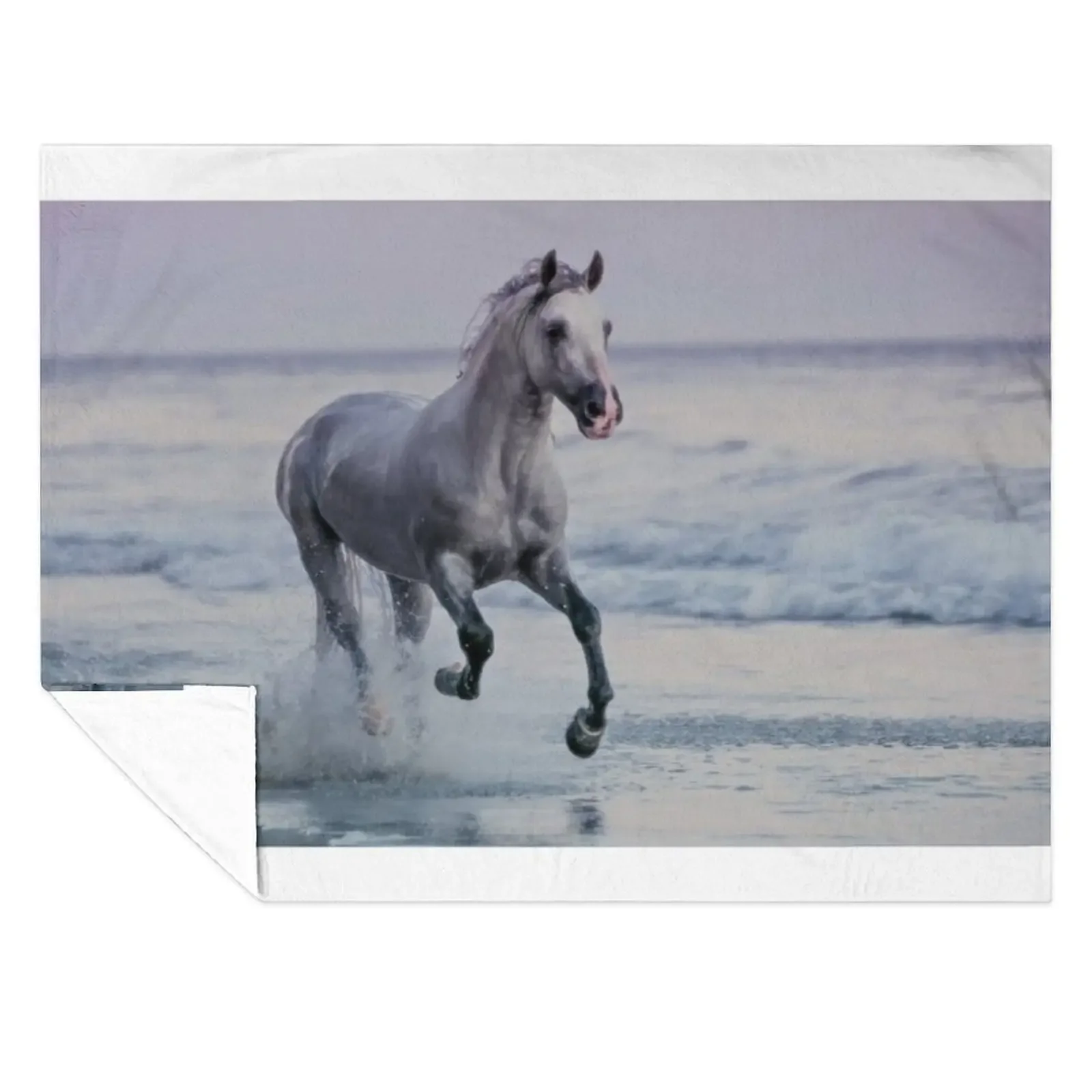 

Stallion Galloping on The Beach Throw Blanket Kid'S Cute Decoratives Designers Blankets