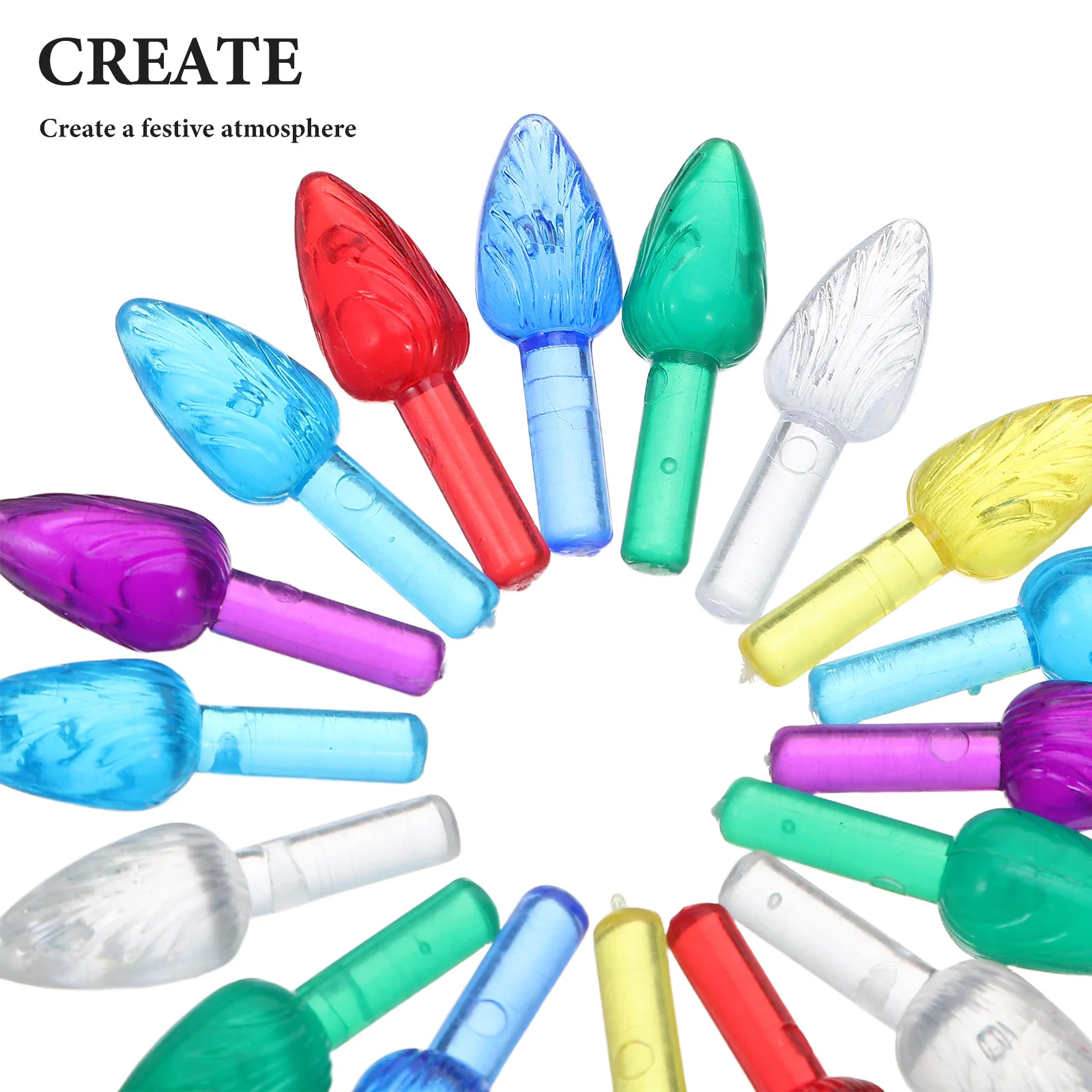 210 قطعة من مصابيح بديلة لشجرة عيد الميلاد السيراميكية، أضواء بلاستيكية صغيرة متعددة الألوان، زينة يدوية للعطلات #6