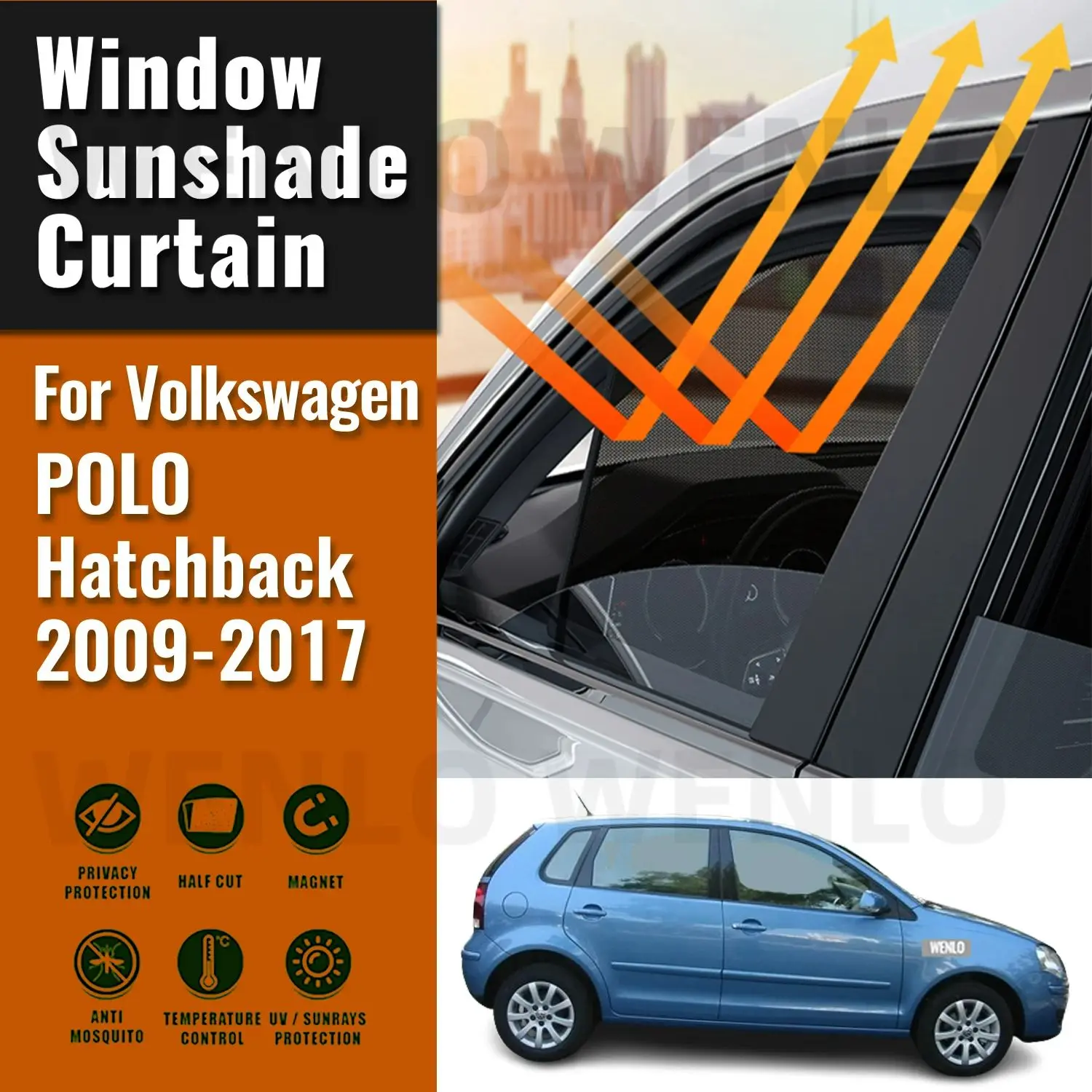 

For Volkswagen POLO Hatchback 2017 2016-2009 Car Sunshade Shield Front Windshield Curtain Rear Side Baby Window Sun Shade Visor