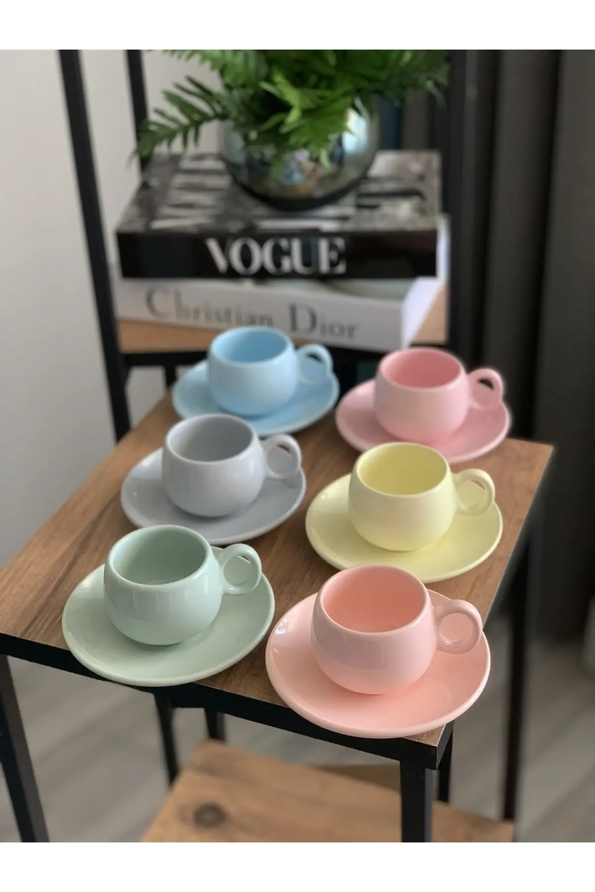 Pastel Coffee Cup Set Turkish Coffee Set 12 Pieces Luxury Ceramic Coffee Cup Set for 6 People Coffee Tea Set