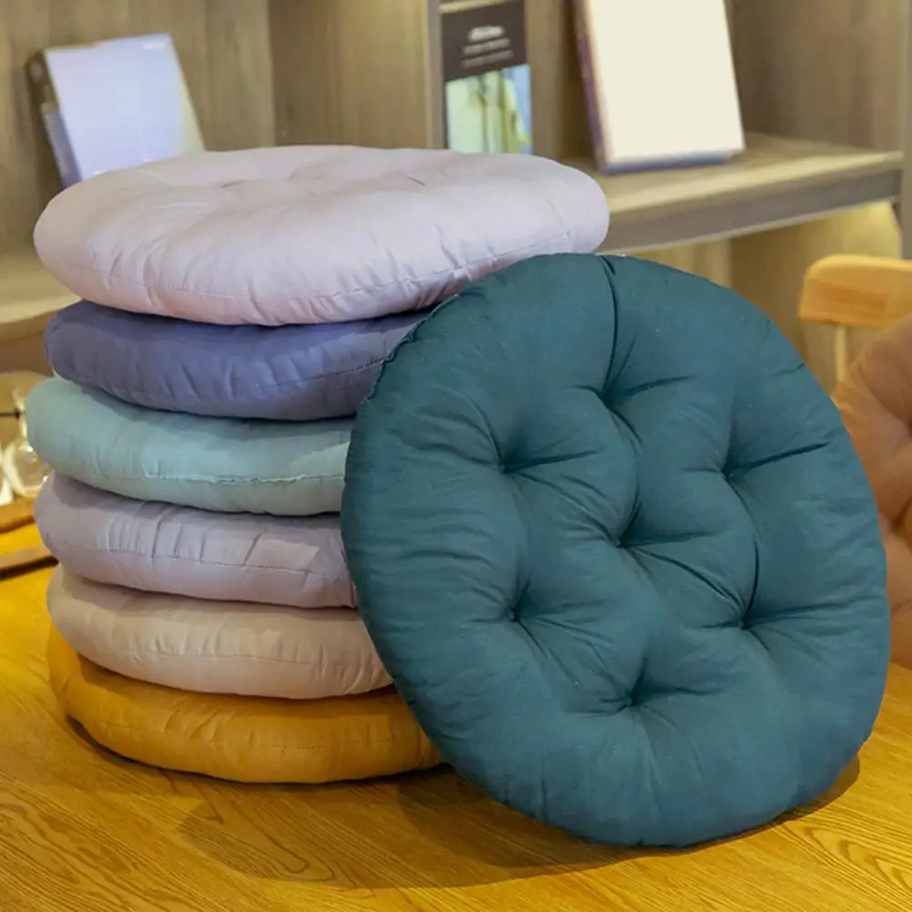 Chair Cushion Pure Color Round Square Car Chair Pad Students Office Seat Pad Winter Home Dining Decor Pillows Tatami Sofa Mat