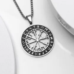 Nordic Rune Viking Fear Shield Pendant Charm Men's Necklace Fashion Christmas Valentine's Day Gift Protector Jewelry Accessories