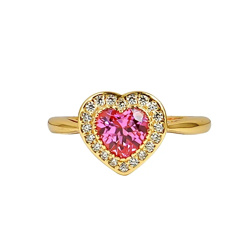 Freud Rose Pink Love Ring Ruby Pink Tourmaline 925 Silver Plated Gold Light Luxury socialite Sweet Colorful Treasure