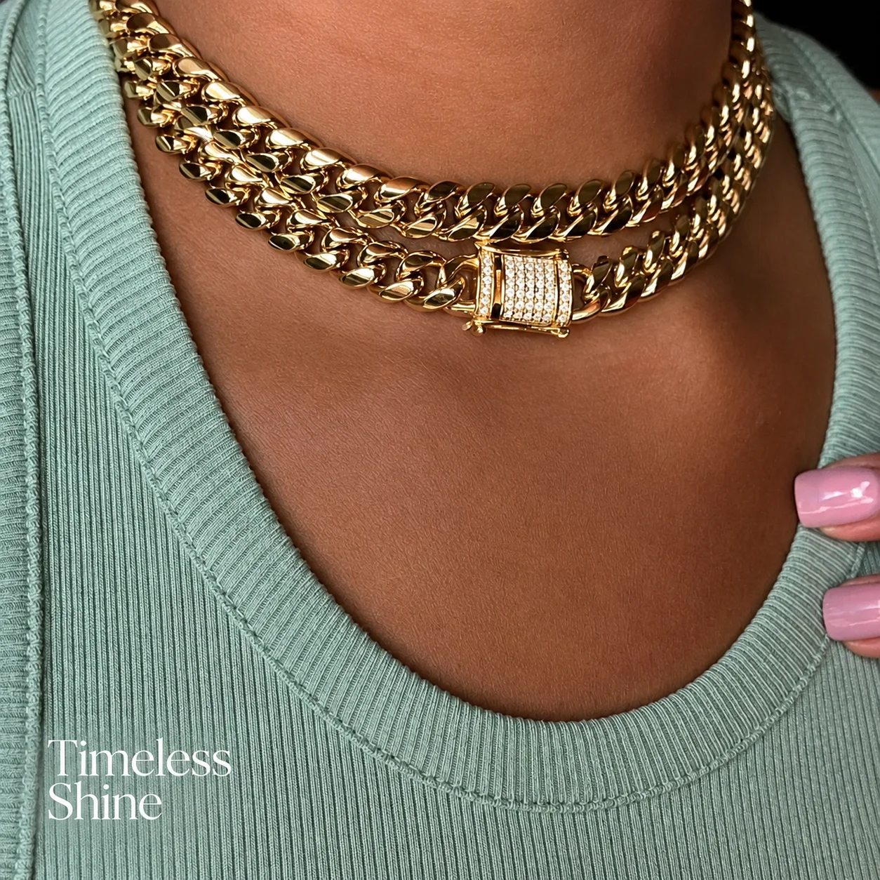 

Hip-hop Retro Cuban Buckle Fashionable Neck Chain, Trendy Street Shot Snake Bone Chain Hollow Necklace 36