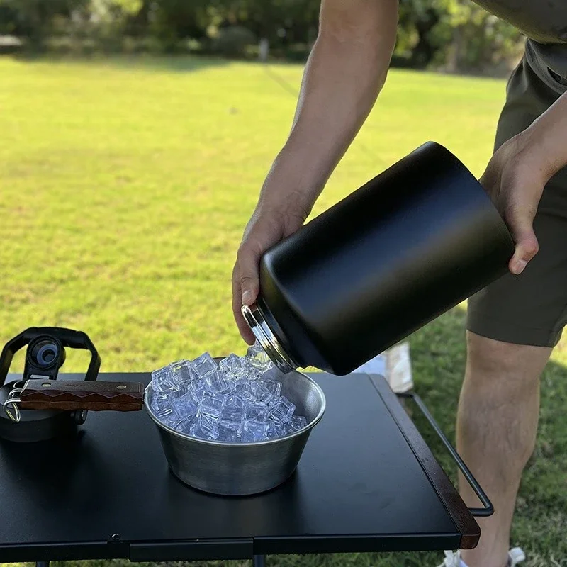Outdoor Camping Large Capacity Ice Bucket 304 Stainless Steel Double Wall Insulated Water Bottle Portable Handheld Drink Jug