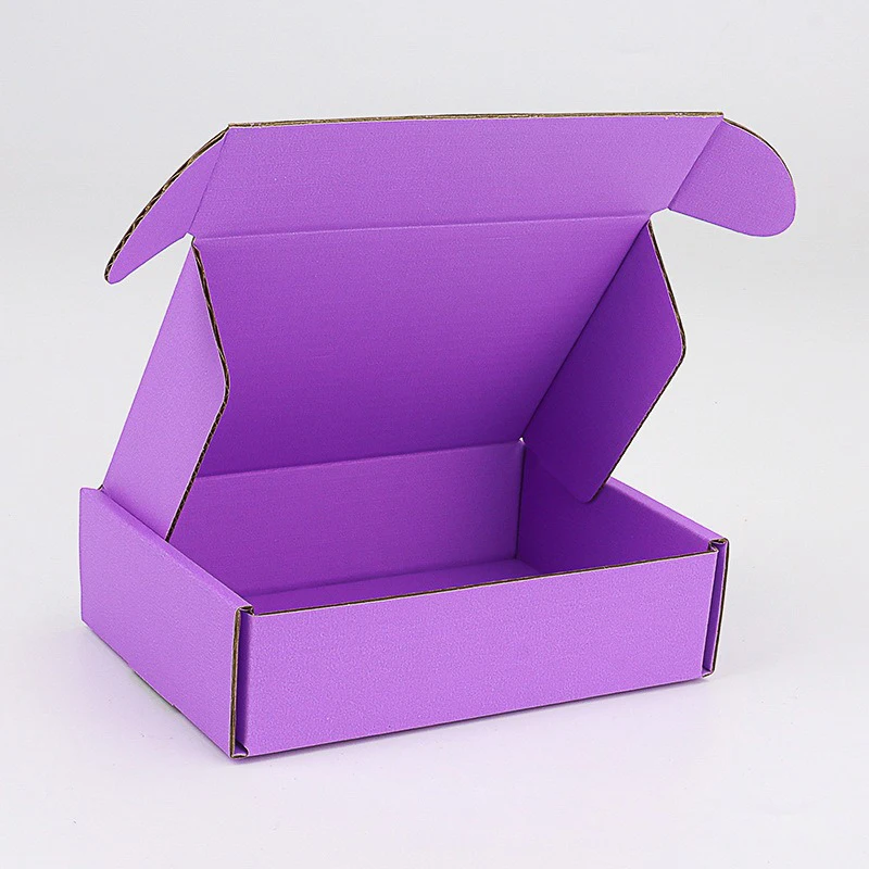 5pcs/10pcs Purple kraft box package carton small gift box Wigs blank 3layer corrugated box supports customized size printing