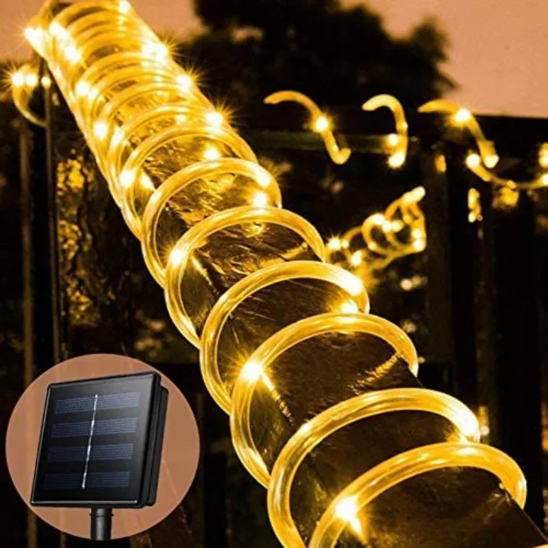 

Outdoor Solar Tube Rope Led Light Garden Christmas Decoration Fairy String Light 32m/22M/12M/7M Outdoor Wedding Party Led Lamp