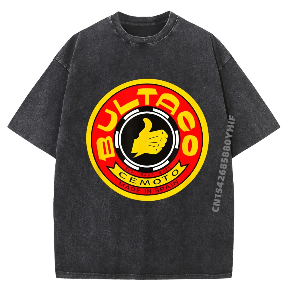 

Newest Vintage Bultaco Motorcycle Design Letter T-shirts Men Streetwear Cotton Breathable Adult Washed Shirt