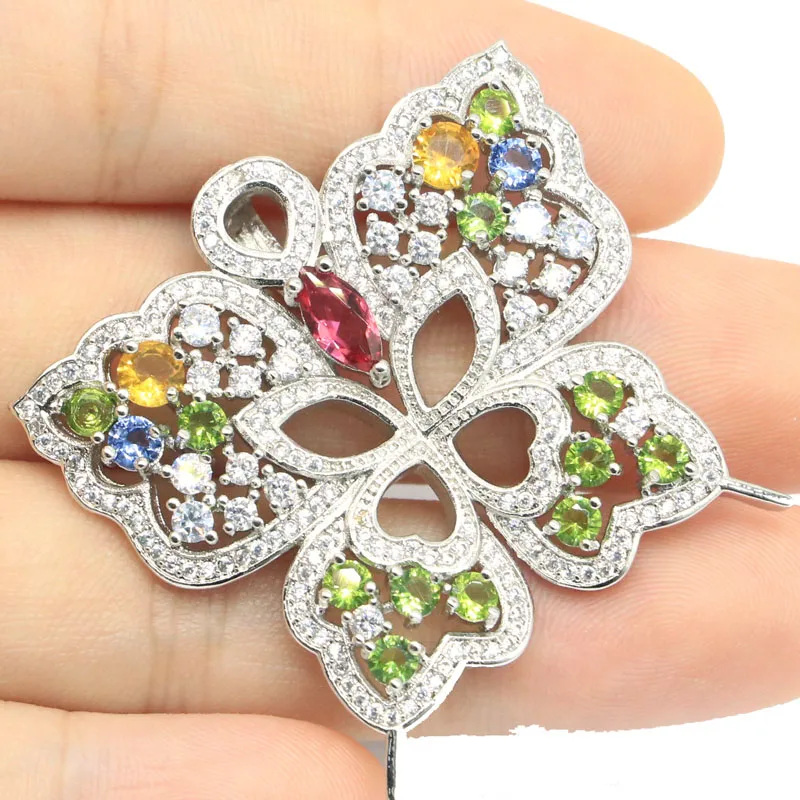

Buy 5 Get 1 Free 36x33mm New Designed Multi Color Green Peridot White Sapphire CZ Infinity Anniversary Silver Pendant